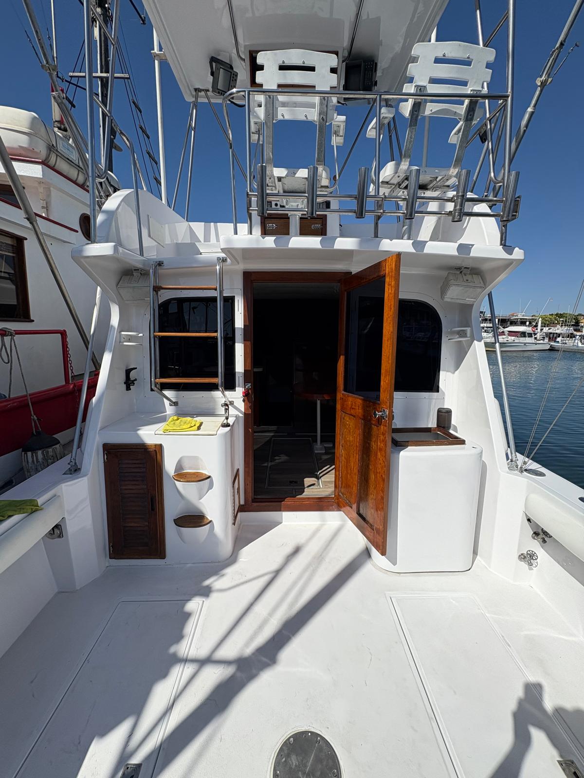 Cockpit day, teak door open
